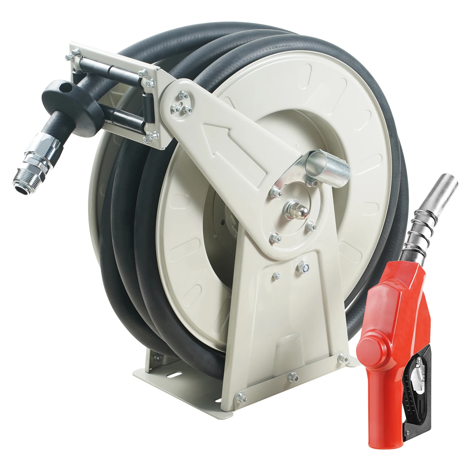 3366ft Fuel Hose Reel Extra Long Retractable Spring Driven Auto Swivel Rewind for Auto Repair Heavy Industries 300 PSI