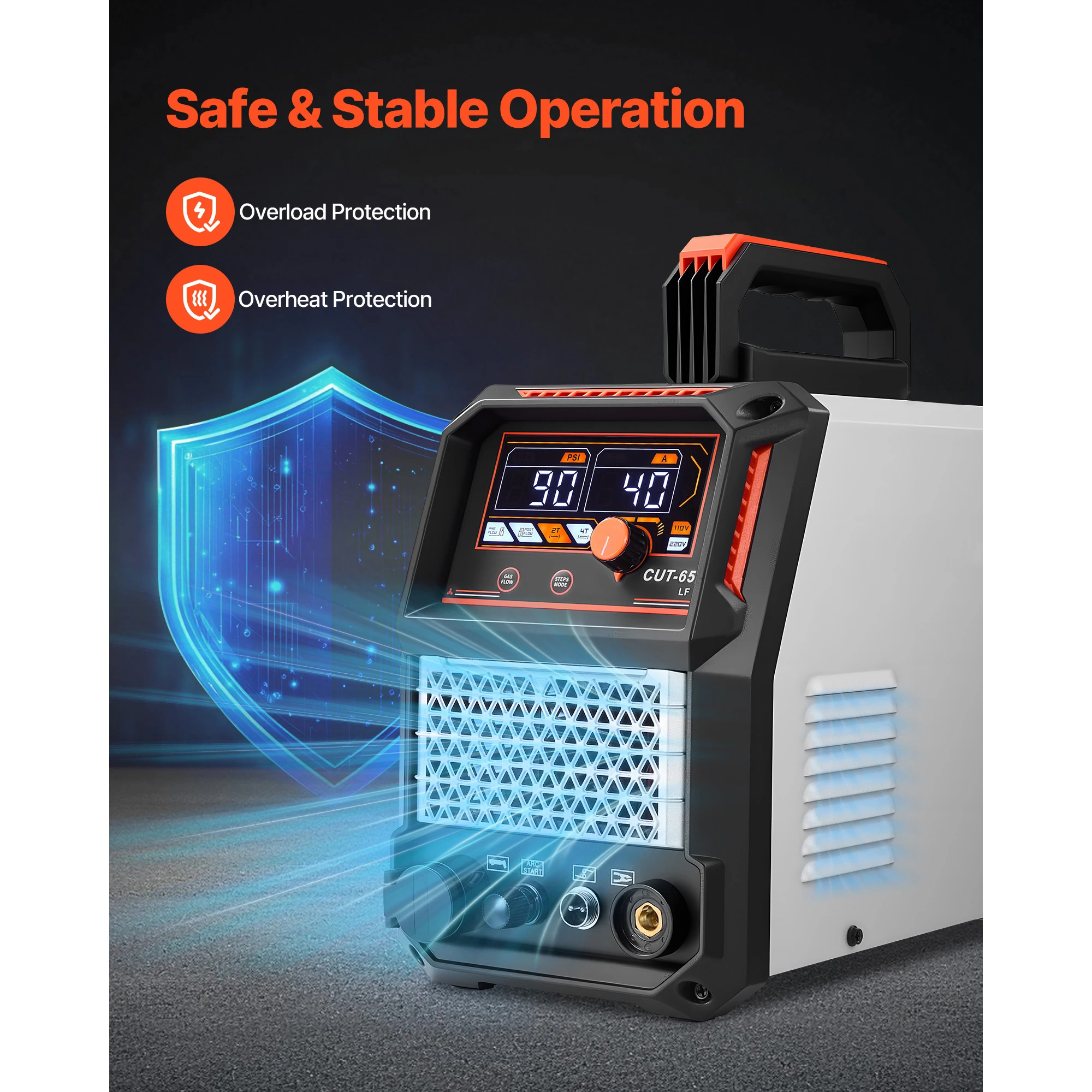 Plasma Cutter 65A Non-Touch Pilot Arc Plasma Cutting Machine Non-High Frequency-with 2T/4T Function &Adjustable PT Time - Image 6