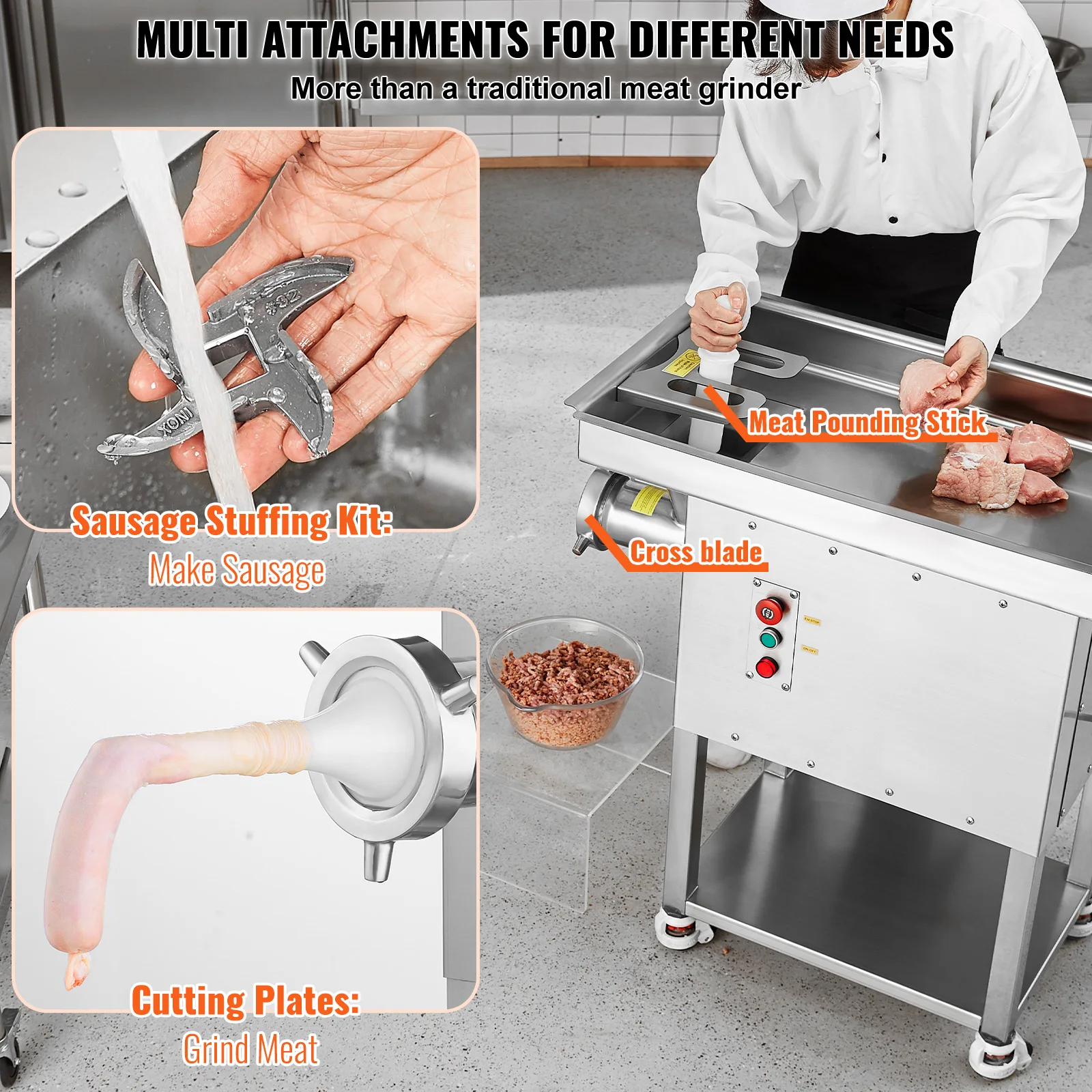 Meat Grinder 22 Lbs/Min Capacity Electric Meat Grinders w/ Blade Grinding Plate Sausage Maker for Kitchen Home Use - Image 5