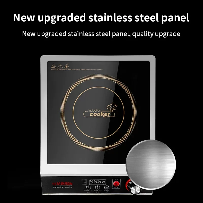 3600W high-power 220V single-head induction cooker button control maximum load-bearing 50KG black crystal pane - Image 2