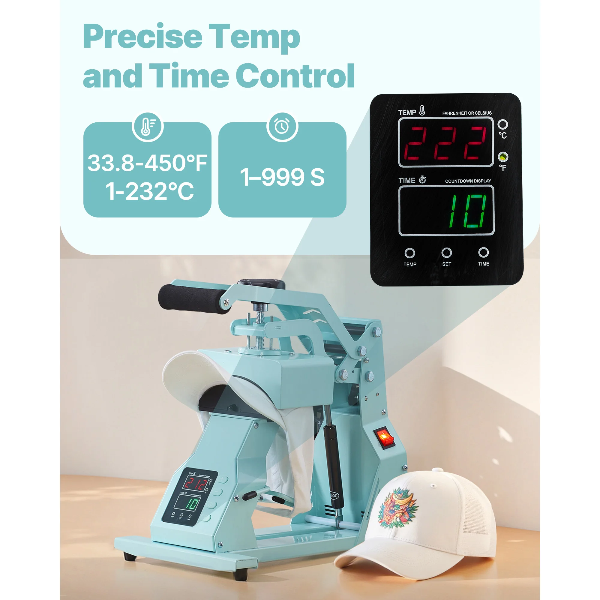 Hat Heat Press Machine with 2/4pcs Interchangeable Platens Precise Temperature and Time Control Hat Heat Press - Image 2