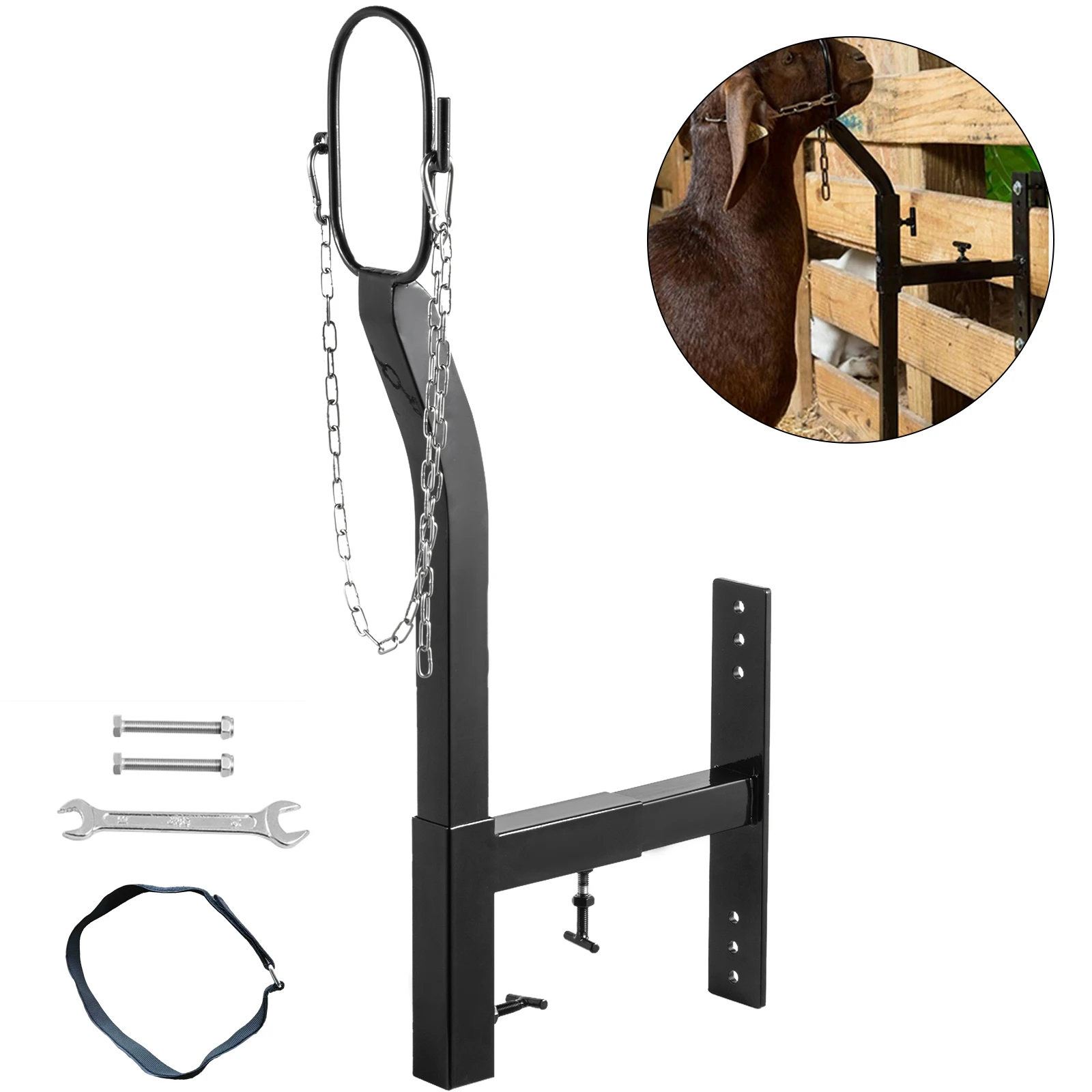 Galvanized Livestock Stand Adjust Shaving Stand Black/White Adjust Livestock Stand Nose Loop Goat Trimming Stand