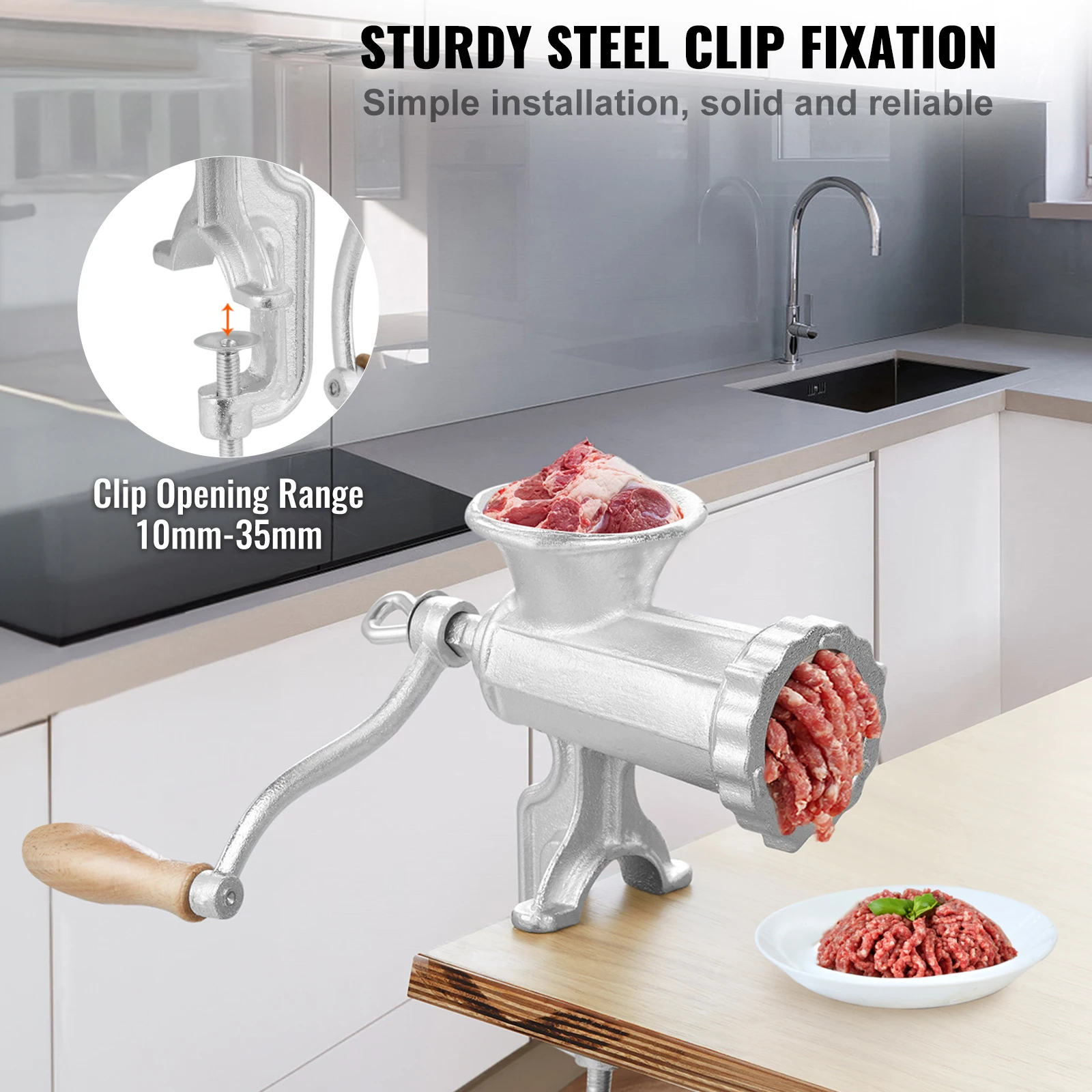 Manual Meat Grinder Heavy Duty Cast Iron Hand Meat Grinder Steel Table Clamp Meat Mincer Sausage Maker 1 Cutting Blade - Image 2