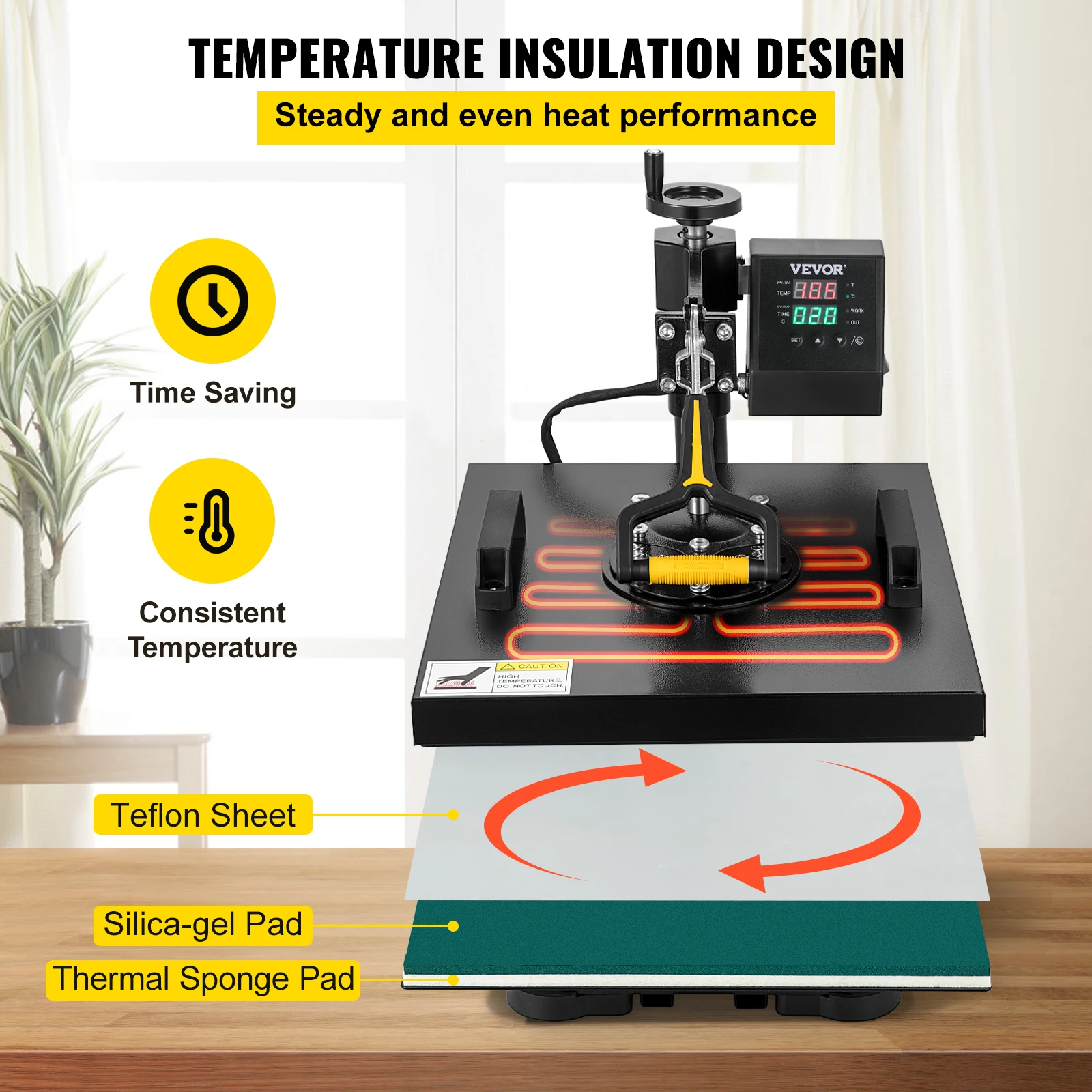 2In1 Heat Press Machine 38*38CM Multifunctional 360° Swing-Away Digital Sublimation Printer Transfer DIY T-shirt Cap - Image 3